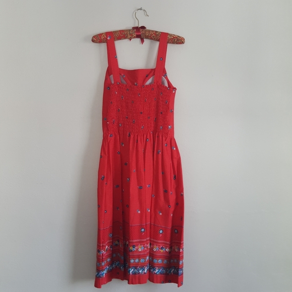Vintage 1970's 1980's Cotton Floral Polka Dot Sundress - Picture 2 of 8